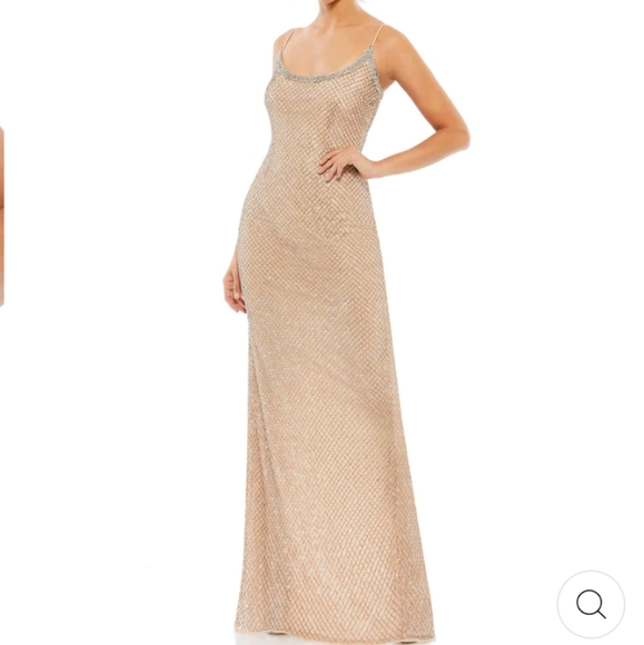 Mac Duggal Beaded Speghetti Strap Column gown Nude Size 6
